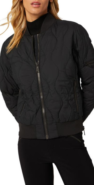 Alp N Rock Metro Water Repellent Quilted Bomber Jacket in Black