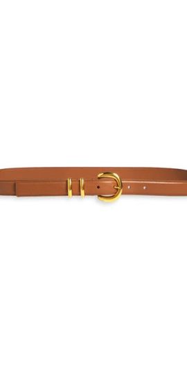 Altuzarra Altuzarra Round Buckle Leather Belt in Taupe at Nordstrom, Size Large