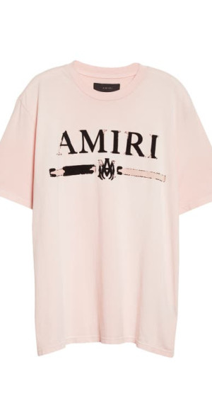 AMIRI アミリMA Bar Applique tシャツ AMIRI - MA Bar Logo Appliqué T-Shirt in Silver Pink