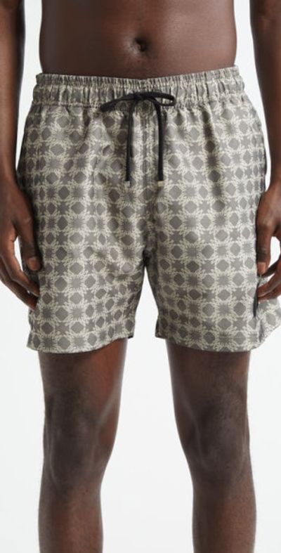 AMIRI AMIRI MA Quad Monogram Print Swim Trunks in Black at Nordstrom, Size Small