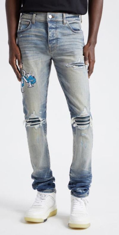AMIRI MX1 Dragon Lunar New Year Ripped Patched Jeans in