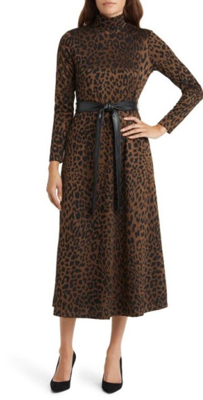 chinese dress ladies Anne Klein Multicolor Long Sleeve V Split Neck Geometric Shift Midi Dr –  Brie main image 0