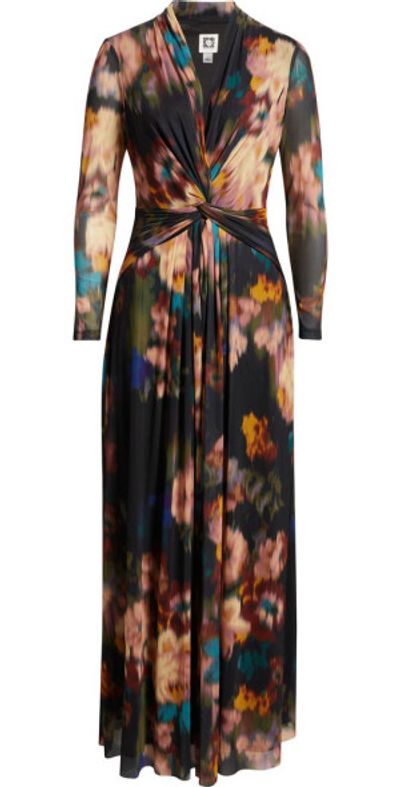 Anne Klein - Blurred Floral Twist Front Long Sleeve Mesh Maxi Dress in  Blurred Floating Flora at Nordstrom, Size 4