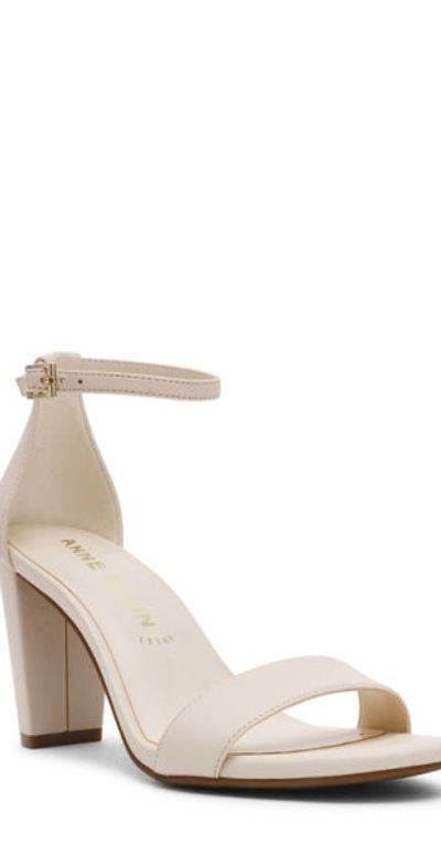 Anne Klein Anne Klein Kourtney Ankle Strap Sandal in Bone at Nordstrom, Size 8.5