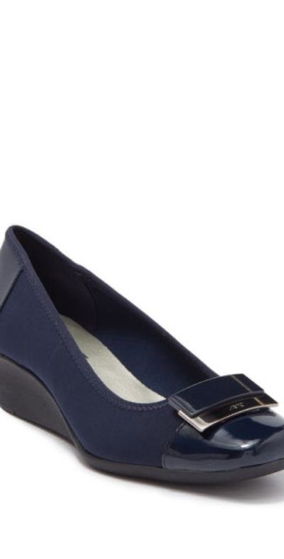 Anne Klein Anne Klein Waverly Wedge Heel in Navy at Nordstrom