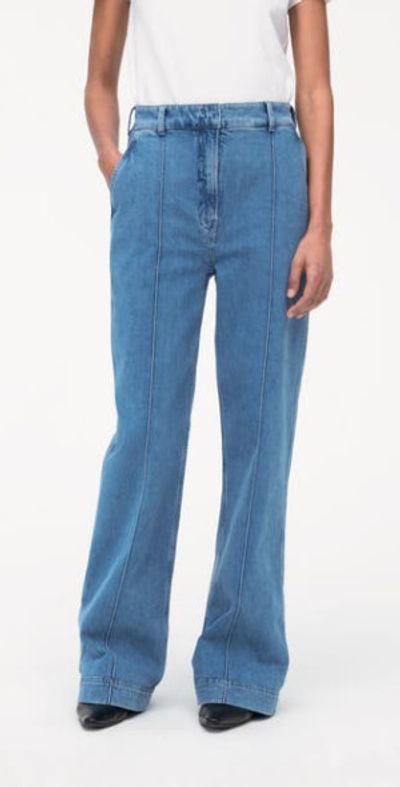 Another Tomorrow Another Tomorrow HIGH WAISTED DENIM TROUSER in Light Blue Wash at Nordstrom, Size 36 It
