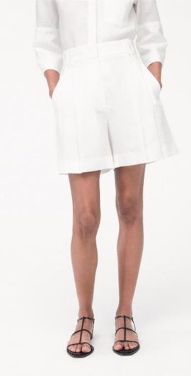 Another Tomorrow Another Tomorrow Pleated Short in White at Nordstrom, Size 36 It