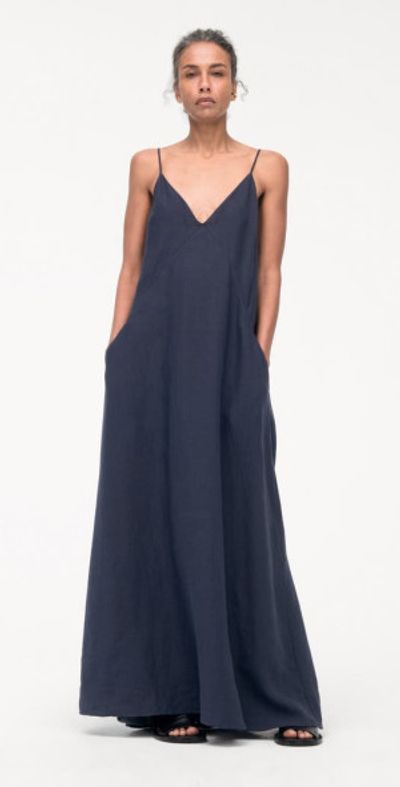 Another Tomorrow Another Tomorrow SEAMED SLIP DRESS in Navy at Nordstrom, Size 36 It