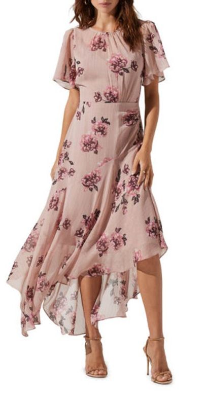 ASTR the Label Floral Print Dress in Dark Blush Multi Floral at