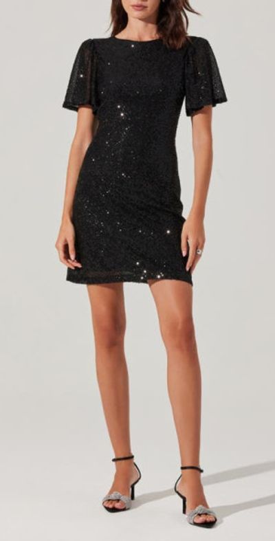 ASTR the Label - Sequin Flutter Sleeve Minidress in Black at Nordstrom, Size X-Small ASTR the Label - Sequin Flutter Sleeve Minidress in Black at Nordstrom, Size X-Small