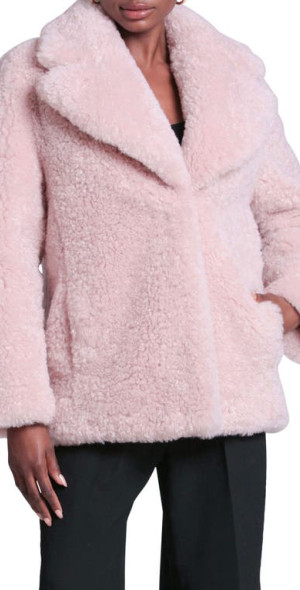 Avec Les Filles Avec Les Filles Notched Collar Faux Fur Coat in Pink at Nordstrom