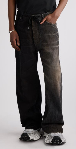 Balenciaga - 50-50 Denim Wide Leg Jeans in Light Black at
