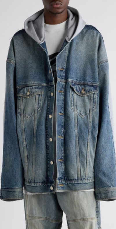 Balenciaga Balenciaga Hybrid Logo Jacket in 4245 Sun Bleached Blue at Nordstrom