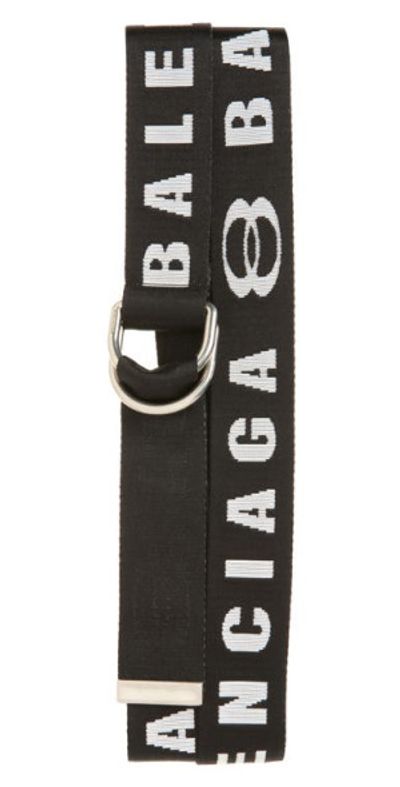 Balenciaga Balenciaga Logo D-Ring Belt in Black/White at Nordstrom