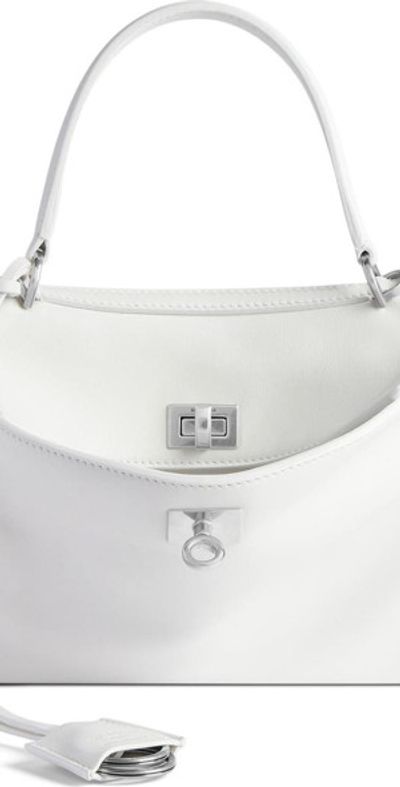 Balenciaga Balenciaga Mini Rodeo Leather Top Handle Bag in Optic White at Nordstrom