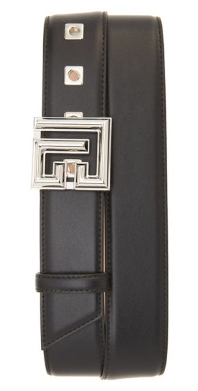 Balmain Balmain Monogram Buckle Calfskin Leather Belt in 0Pa Black