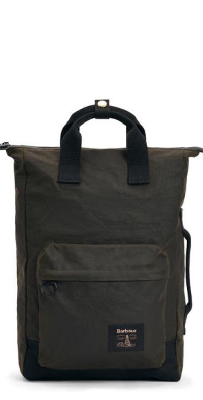 Barbour Barbour Field Water Resistant Waxed Cotton Backpack in Olive/Black at Nordstrom