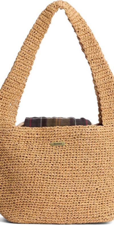 Barbour Barbour Lily Crochet Raffia Shoulder Tote in Natural at Nordstrom