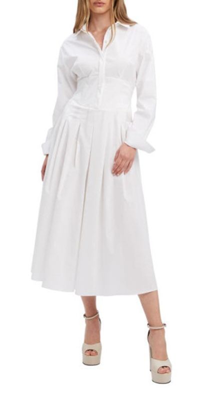 Bardot - Amira Long Sleeve Corset Midi Shirtdress in Orchid White at  Nordstrom