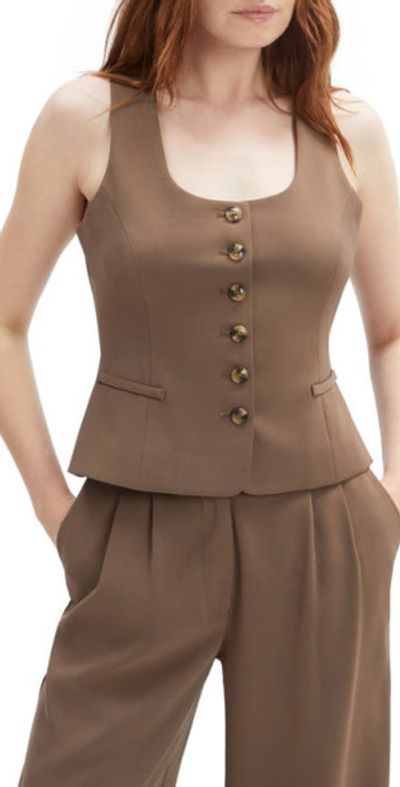 Bardot Bardot Azilia Button Vest in Coffee Brown at Nordstrom, Size 2