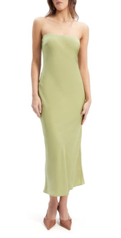 Bardot - Casette Strapless Satin Cocktail Dress in Apple Green at Nordstrom Bardot - Casette Strapless Satin Cocktail Dress in Apple Green at Nordstrom