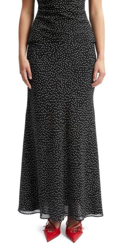 Bardot Bardot Monroe Polka Dot Maxi Skirt in Black Spot at Nordstrom, Size 2