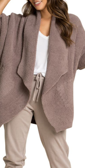barefoot dreams - CozyChic Chevron Rib Cardigan in Driftwood