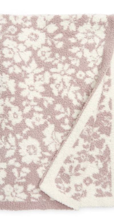 barefoot dreams CozyChic Floral Throw Blanket in Faded Rose