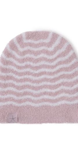 barefoot dreams barefoot dreams CozyChic® Wavy Stripe Baby Beanie in Dusty Rose Multi at Nordstrom