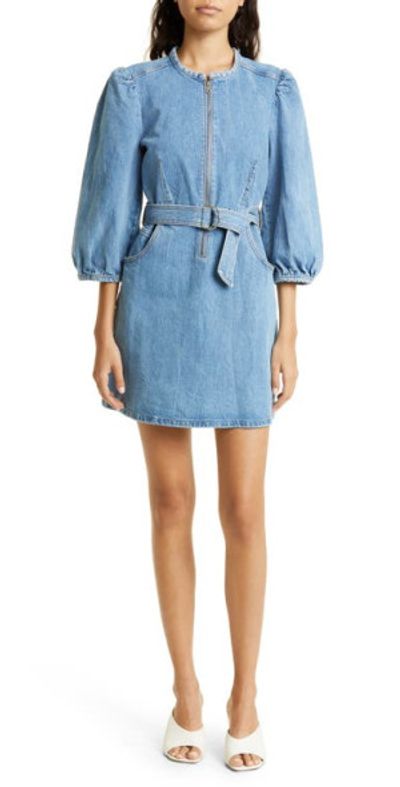 denim jumper dress for women Women’s Pieced Denim Jumper Dress – Wash Lab Marina Blue / S main image 0