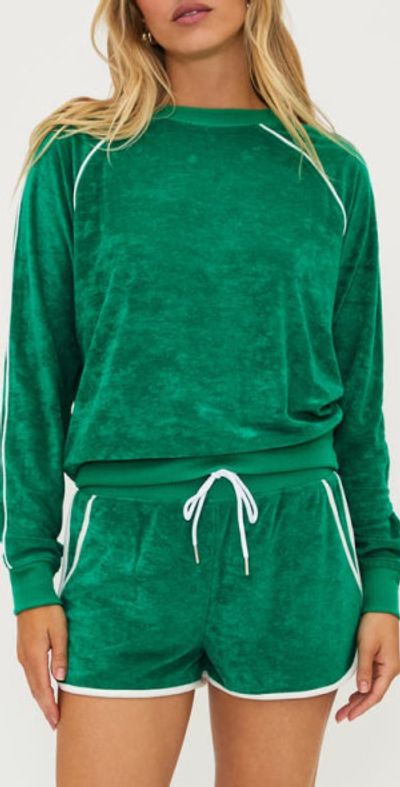 Beach Riot Beach Riot Greer Piped Velour Top in Forest Park at Nordstrom, Size X-Small