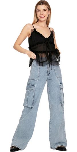 Belle & Bloom Belle & Bloom Southern Nights Cargo Jean in Stonewash at Nordstrom, Size Small Au