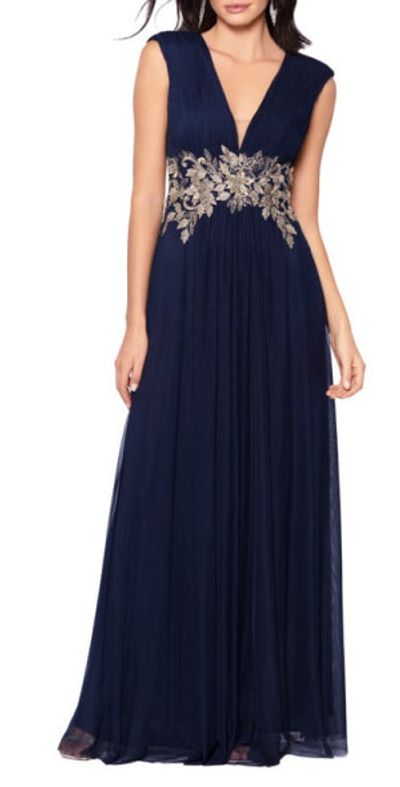 white christmas dresses Betsy and Adam Chiffon Floral Print Katarina V-Neck Long Sheer Sleeves  Wrap-Style Bodice Pleated Skirt Dress main image 1