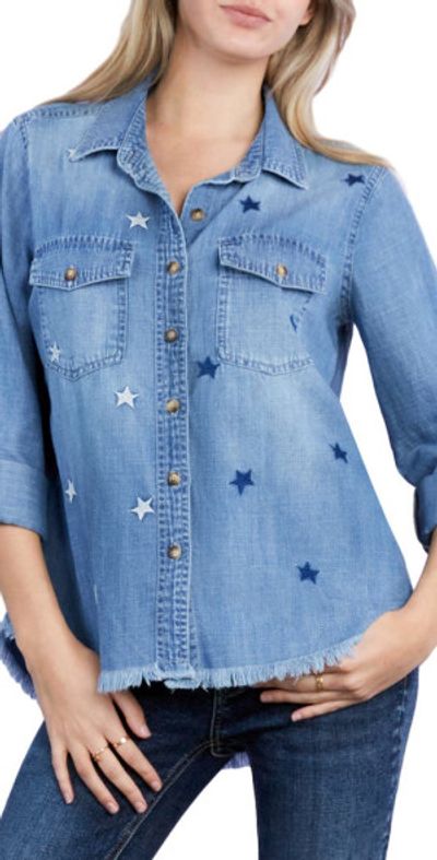 Billy T Billy T Embroidered Star Denim Button-Up Shirt at Nordstrom, Size X-Small