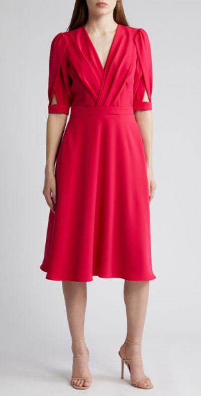 Black Halo Nuana Pleated Dress in Hibiscus