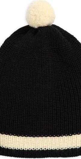 Bode Bode Stripe Merino Wool Pom Beanie in Black at Nordstrom