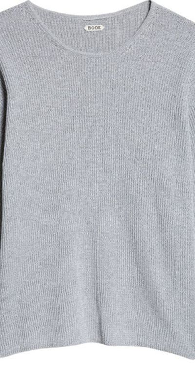 Bode Bode Weymouth Cotton & Linen Rib Sweater in Grey at Nordstrom, Size Small