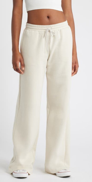 BP. Wide Leg Fleece Pants in Beige Oatmeal Light Heather at Nordstrom Size X Small