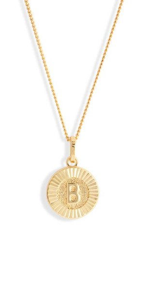 Bracha Bracha Initial Medallion Pendant Necklace in Gold - B at Nordstrom