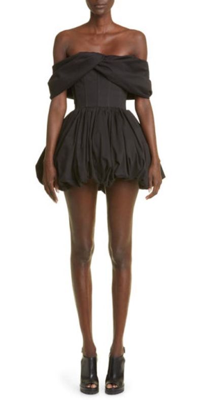 Brandon Maxwell - Pippa Off the Shoulder Stretch Cotton Bubble Dress in  Black at Nordstrom