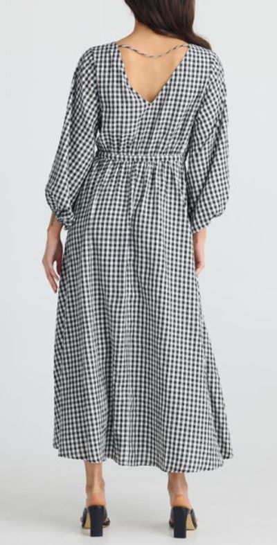 Brave+True Brave+True Sunshine Plaid Long Sleeve Maxi Dress in Black at Nordstrom, Size X-Small