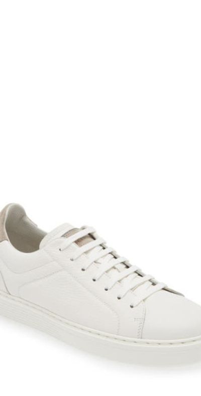 Brunello Cucinelli Brunello Cucinelli Calfskin Low Top Sneaker in White at Nordstrom