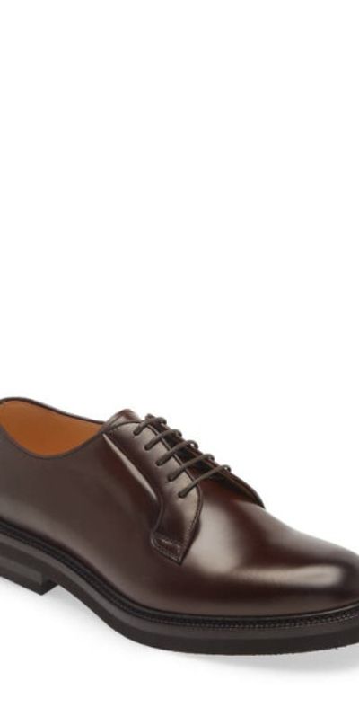 Brunello Cucinelli Brunello Cucinelli Leather Derby in C8033 Castagno at Nordstrom