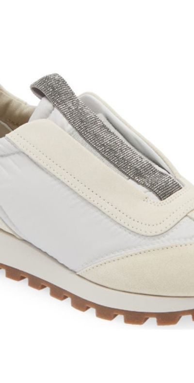 Brunello Cucinelli Brunello Cucinelli Monili Trim Runner Sneaker in White at Nordstrom, Size 5Us