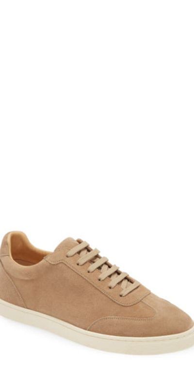 Brunello Cucinelli Brunello Cucinelli Suede Low Top Sneaker in Beige at Nordstrom