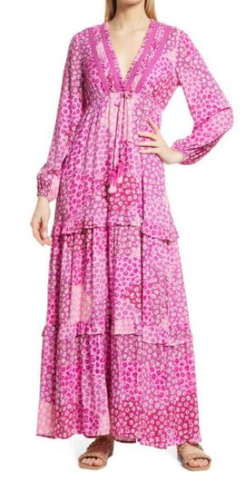 chinese dress ladies Palm Beach Flutter Sleeve Maxi Dress