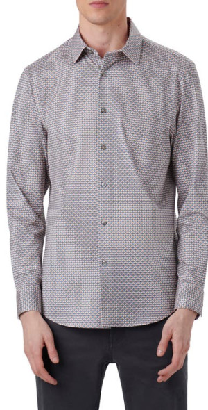 Bugatchi -  8 Way Stretch - JAMES LS SHIRT - Navy
