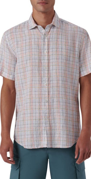 Bugatchi - Hugo Solid Poplin Shirt - Linen - Navy