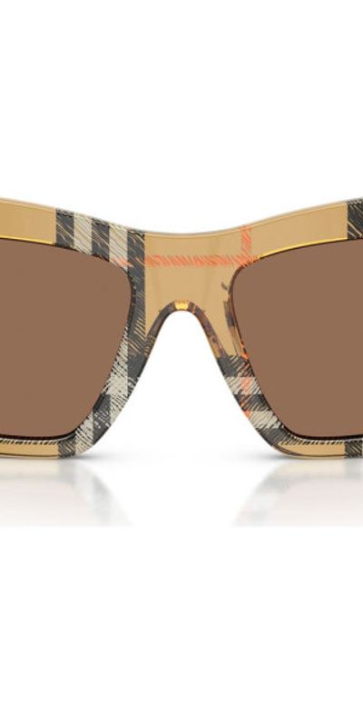 burberry - 53mm Square Sunglasses in Check Sand/dark Brown  display picture 3