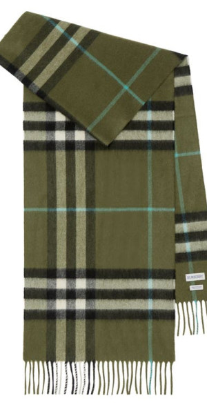 burberry Giant Check Cashmere Scarf in Shrub